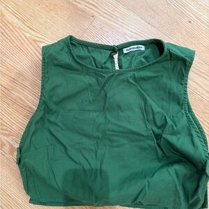 Reformation Green Sleeveless Crop Tank Top